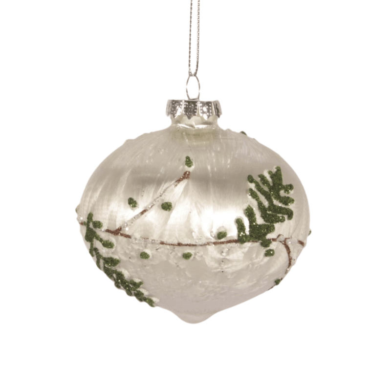 Silver Evergreen Glass Bulb Ornament
