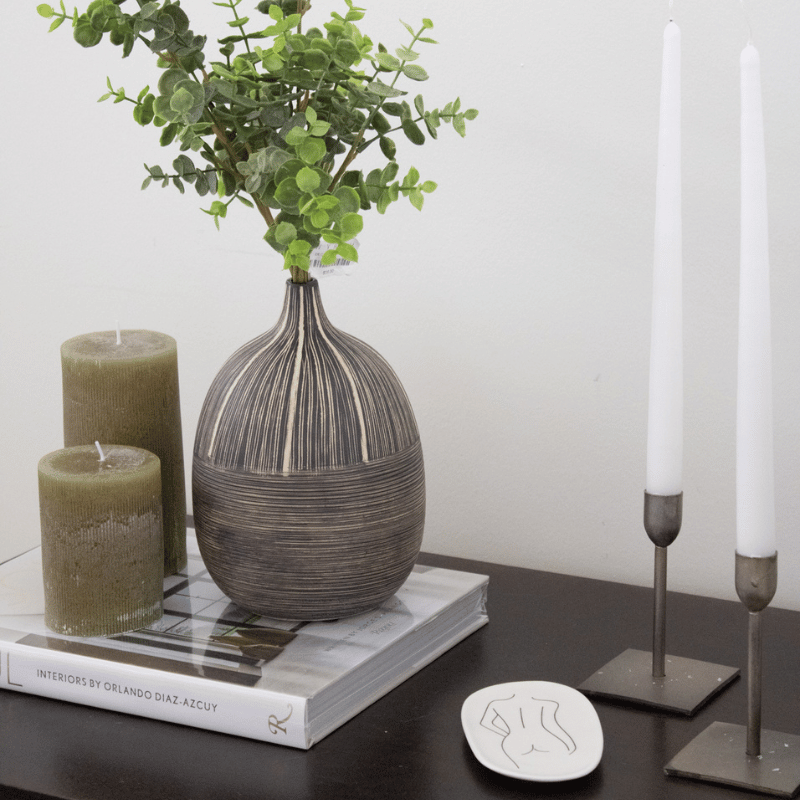 3" x 4" Pleated Pillar Candle, Olive