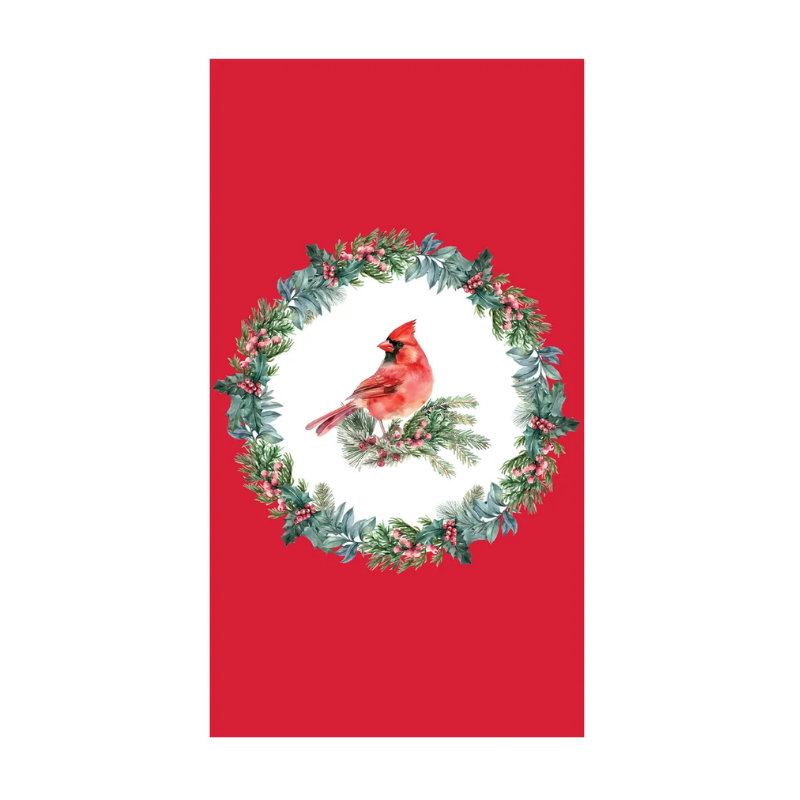 16-Piece Cardinal Wreath Printed Guest Napkin