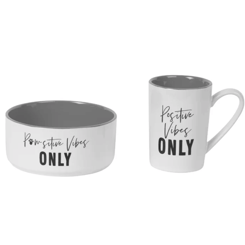 Positive | Pawsitive Vibes Only Pet Bowl and Mug Set