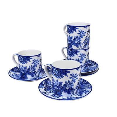 Blue Tolie Espresso Cup & Saucer - Set of 4