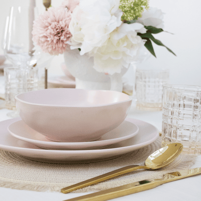 12-Piece Aspero Pink Dinnerware Set