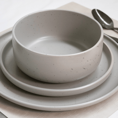 12-Piece Grey Stone Lava Dinnerware Set