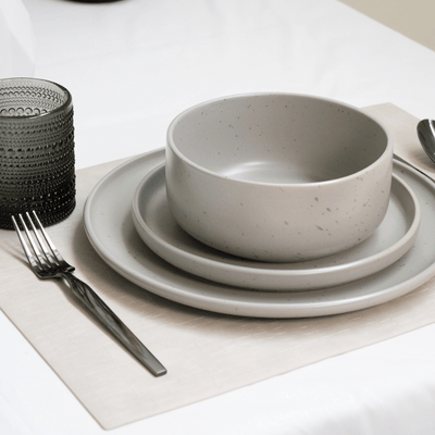 12-Piece Grey Stone Lava Dinnerware Set