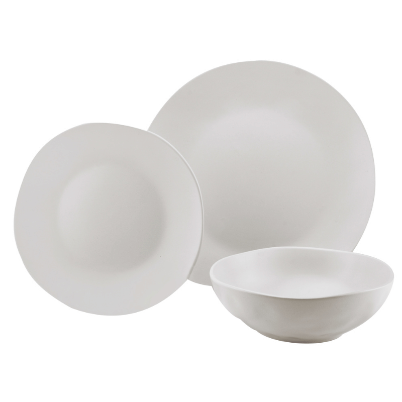 12-Piece Aspero White Dinnerware Set