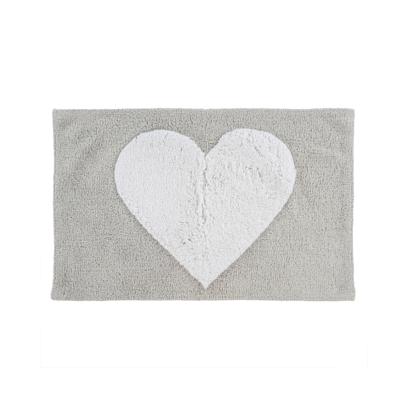 Heart Bath Mat, Grey/White