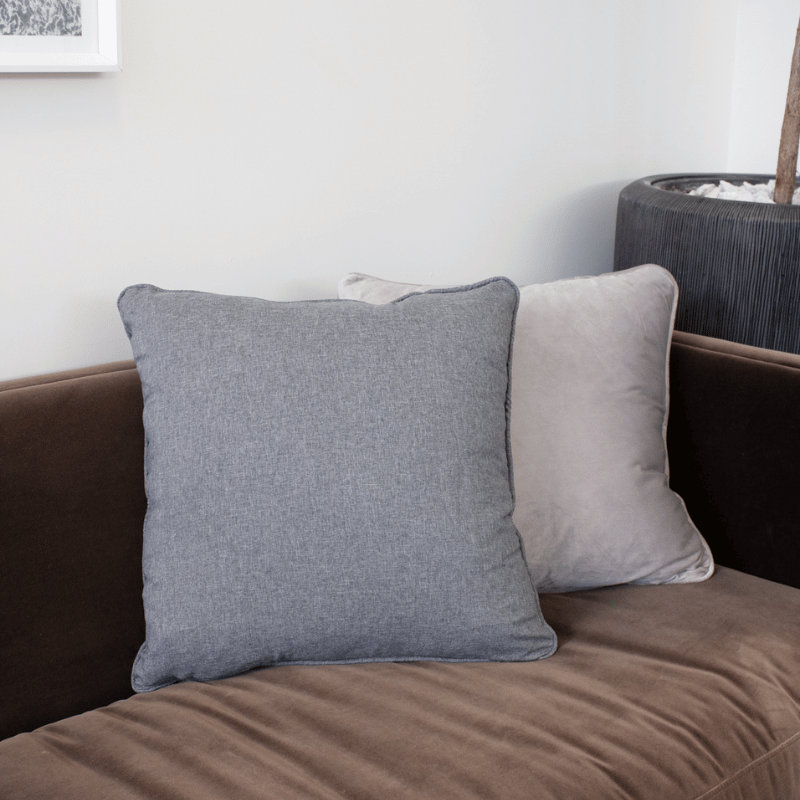 Grey Solid Pillow with Piping