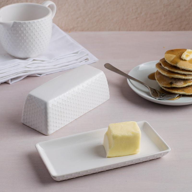 Dot Embossed Covered Butter Dish