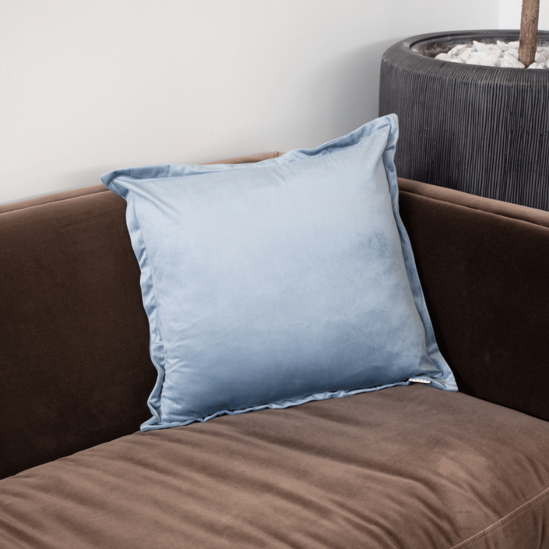 Blue Flanged Velvet Pillow