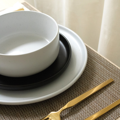 12-Piece White Stone Lava Dinnerware Set