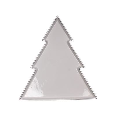 Silver Trimmed Tree Serving Platter