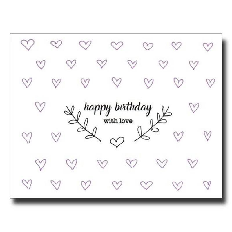 Purple Hearts Birthday Card