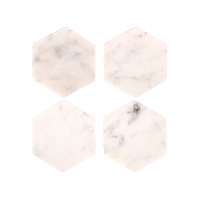Calista Hexagon Marble Coasters – Set of 4