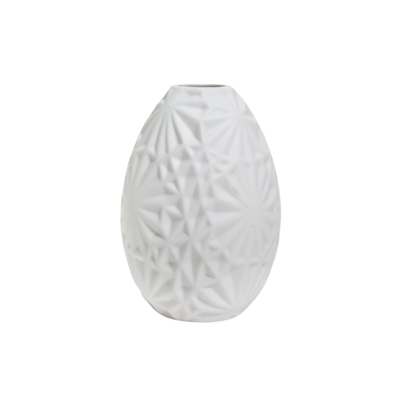 White Geo Textured Bud Vase