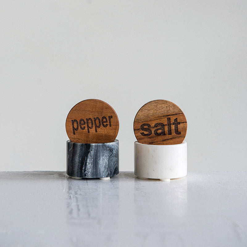 Marble Pepper with Wood Lid