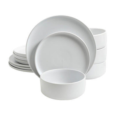 12-Piece White Stone Lava Dinnerware Set