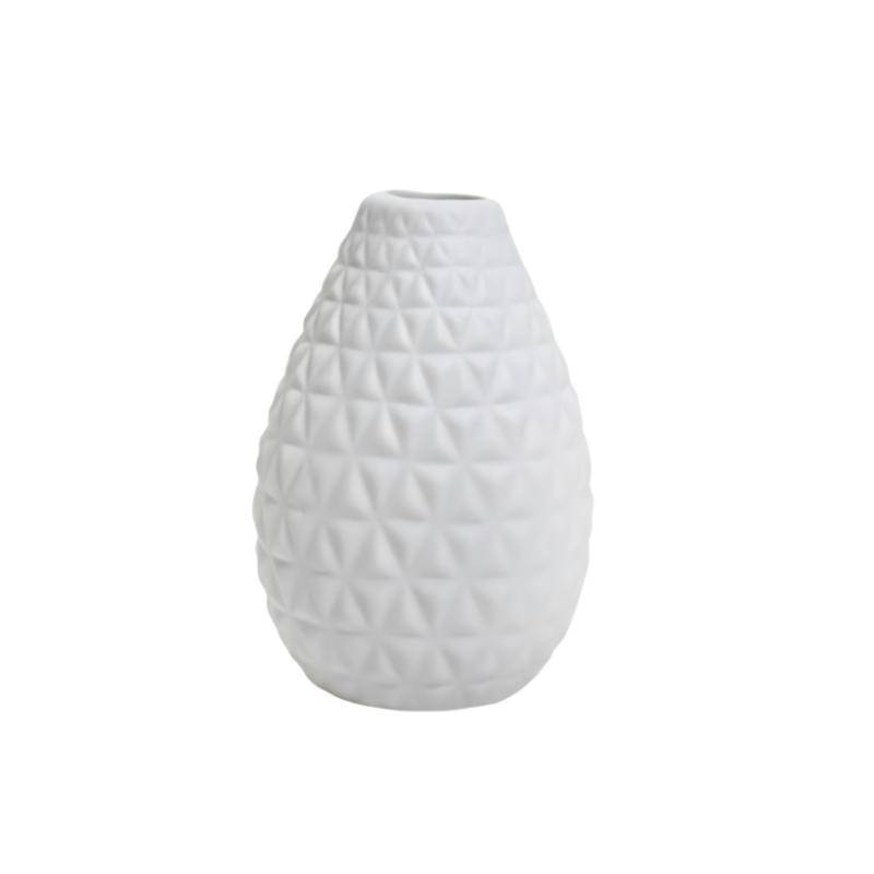 White Triangle Textured Bud Vase