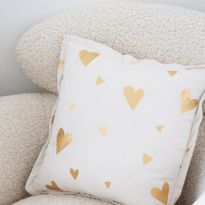 Ivory Velvet Pillow with Gold Heart Foil