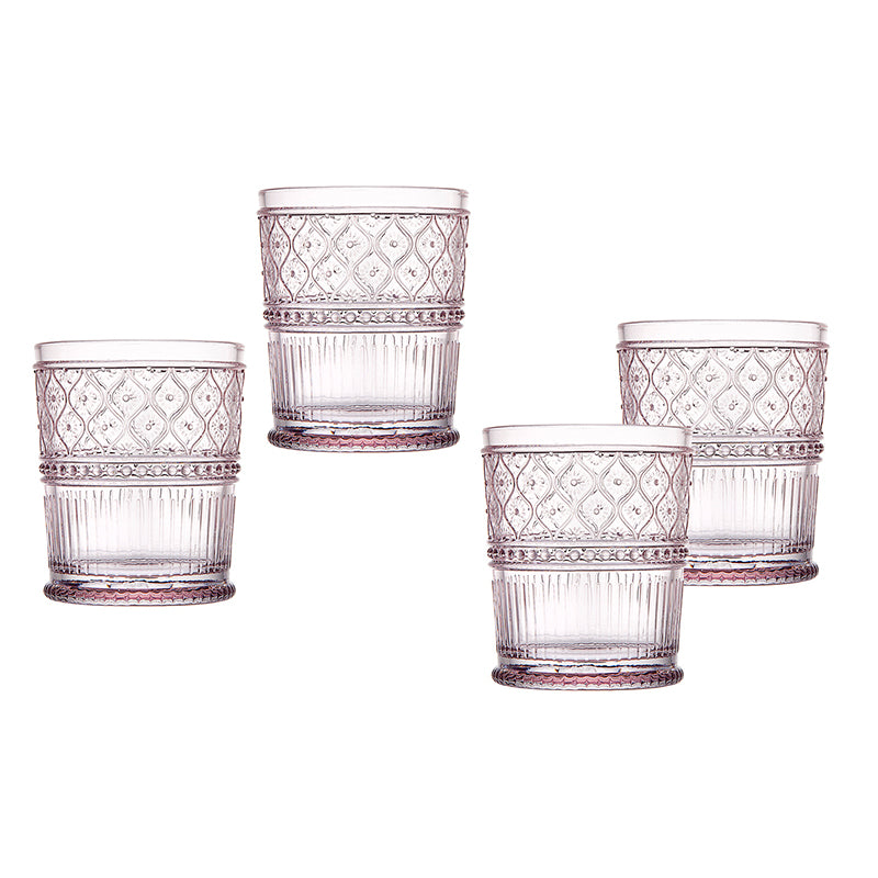 Claro Double Old-Fashioned Drinking Glasses - Set of 4, Pink