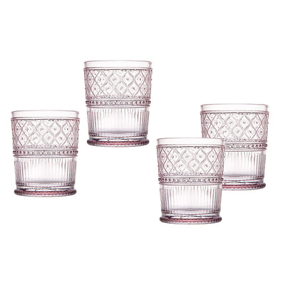 Claro Double Old-Fashioned Drinking Glasses - Set of 4, Pink