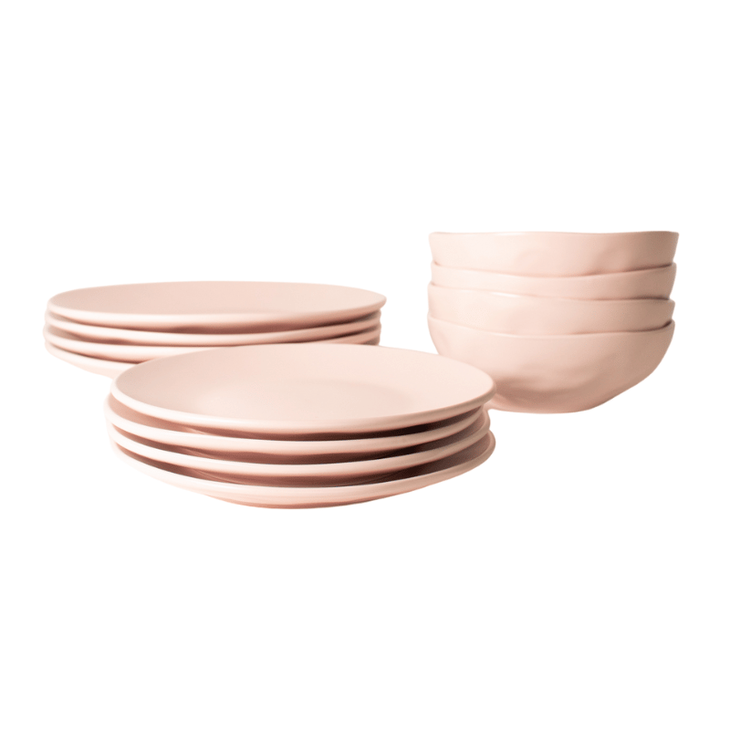 12-Piece Aspero Pink Dinnerware Set