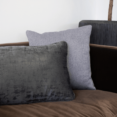 Gunmetal Stamped Velvet Lumbar Pillow