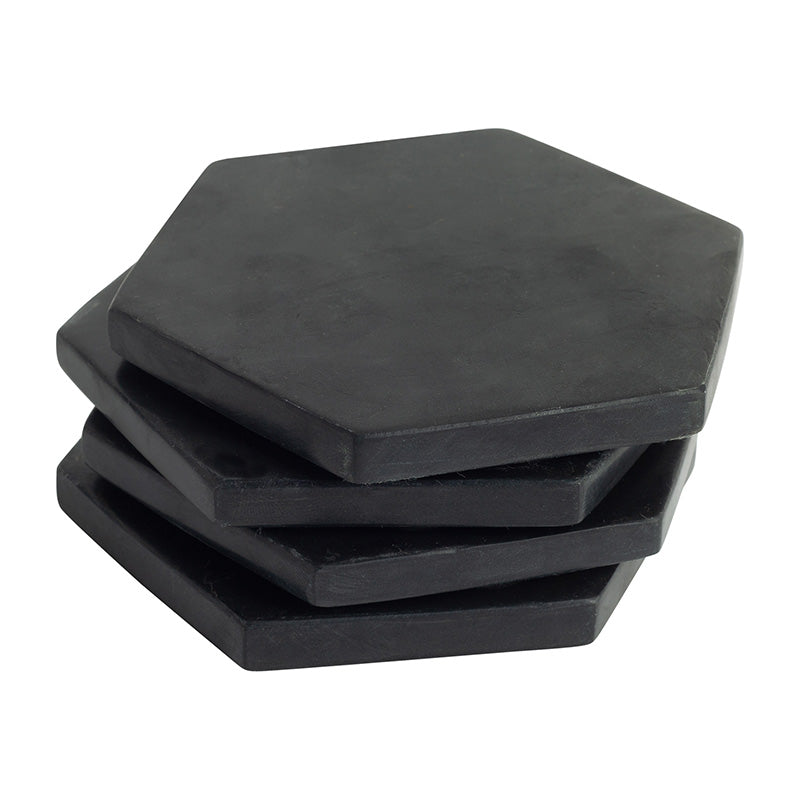 Black Hexagon Marble Coasters - Set of 4