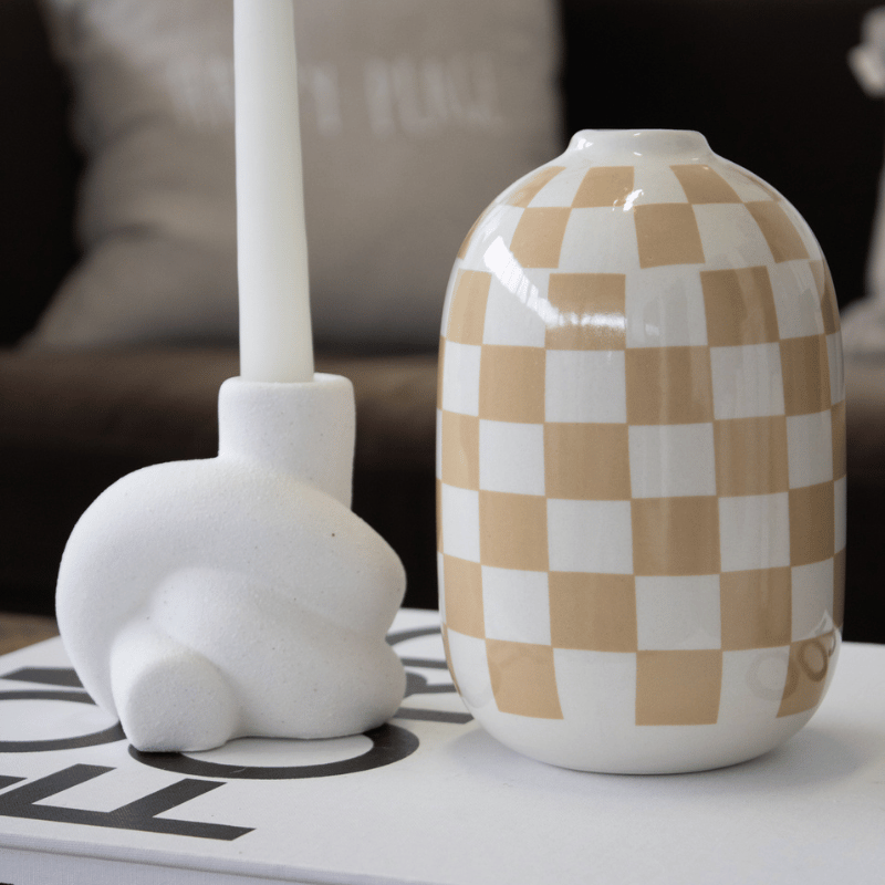 Sand and White Checkered Vase