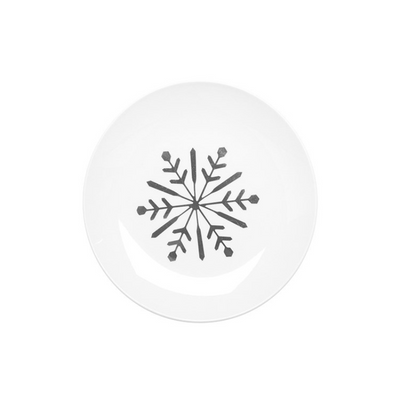 Silver Snowflake Ceramic Plate - Set Of 4