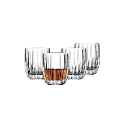 Pleat Double Old-Fashioned Drinking Glasses - Set of 4