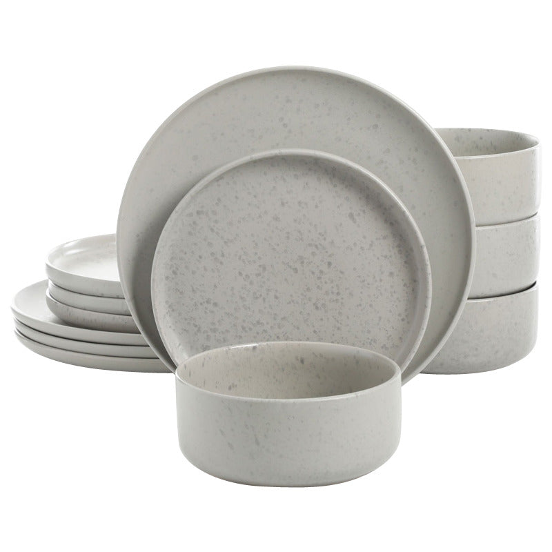 12-Piece Grey Stone Lava Dinnerware Set