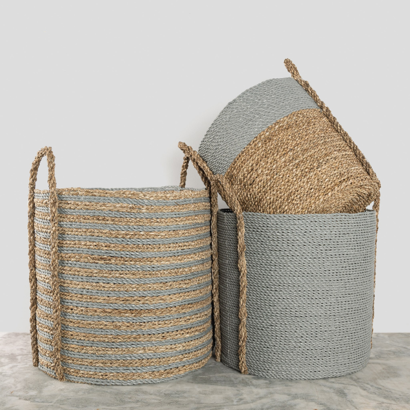 Handled Small Laundry Basket, Grey