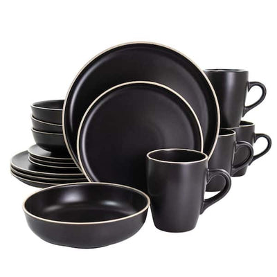 16-Piece Black Serenade Dinnerware Set