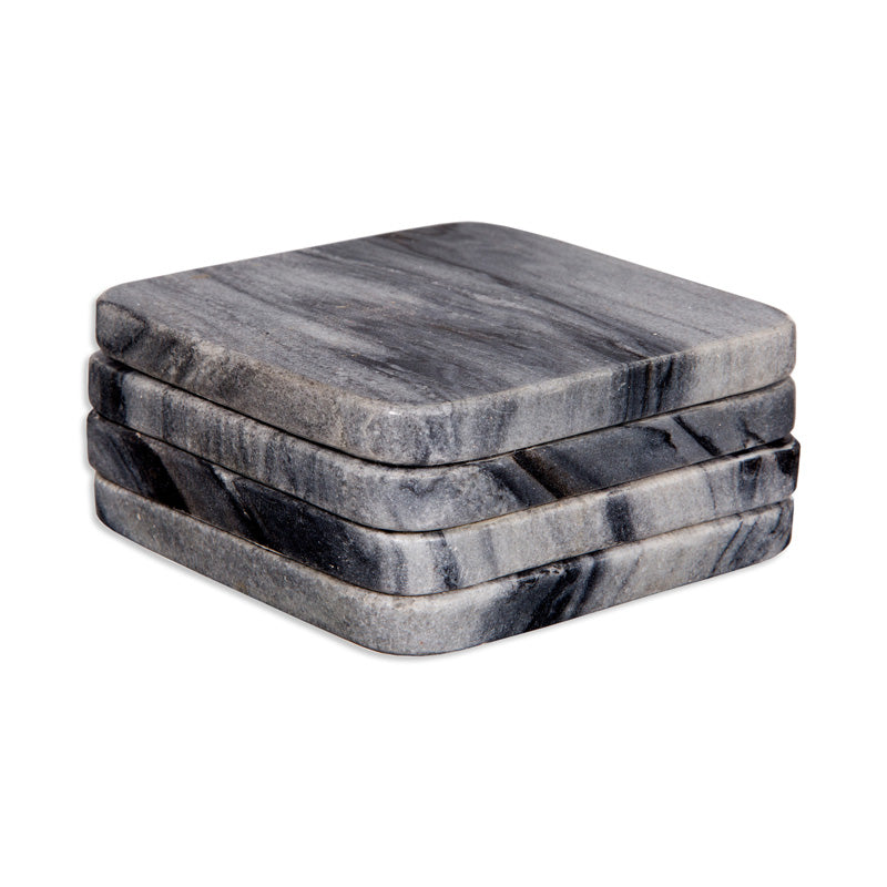 Grey Marble Square Coasters - Set of 4