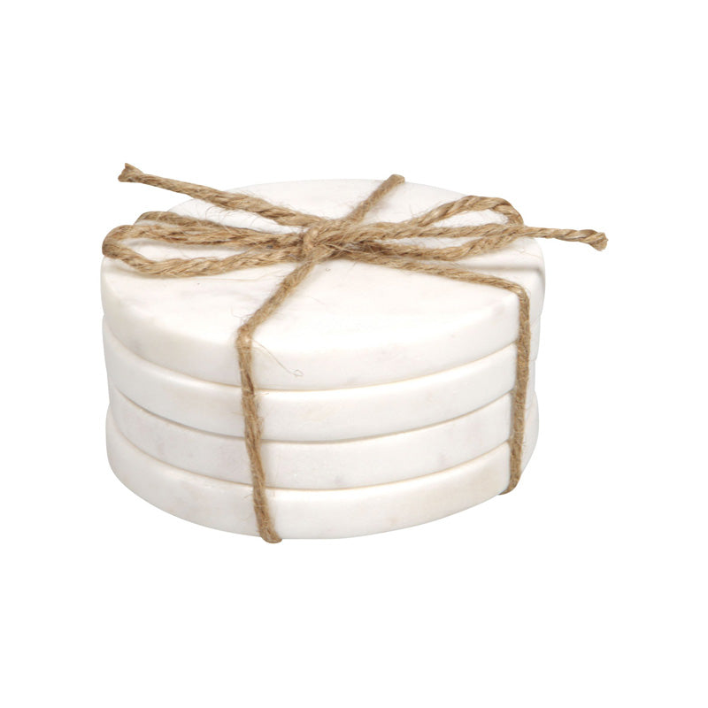 White Marble Round Coasters - Set of 4